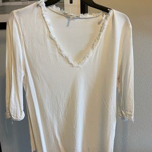 Maje White Top with Raw Edge Details